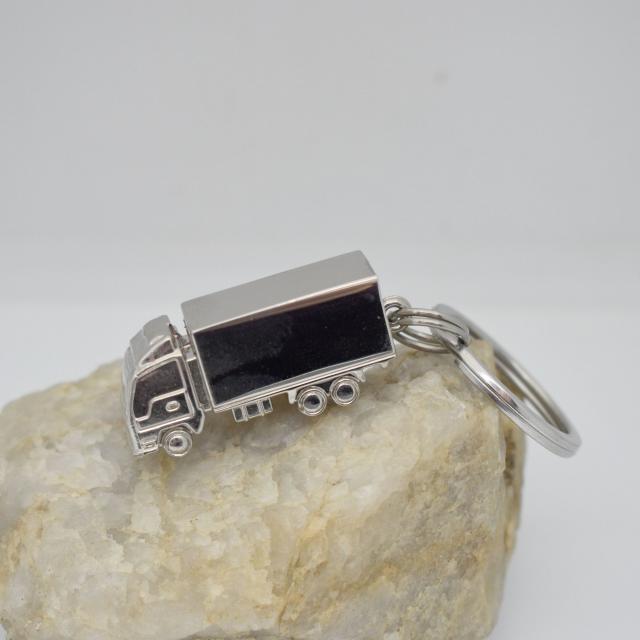 Container Box Truck Silver Tone Keychain